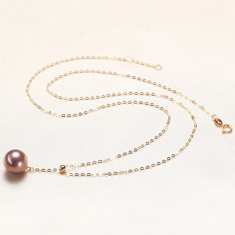 1:9mm purple pearl with gold-plated copper chain