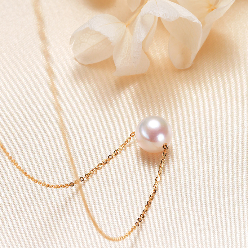 white pearl with gold  chain