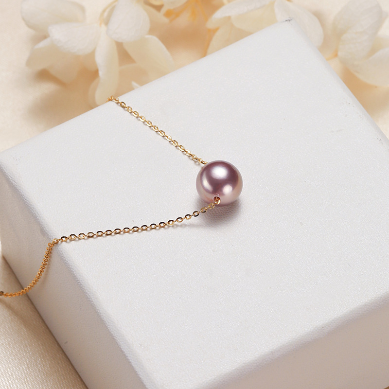 purple pearl with gold chain