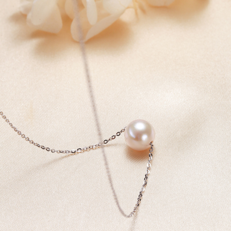 white pearl with platinum silver chain