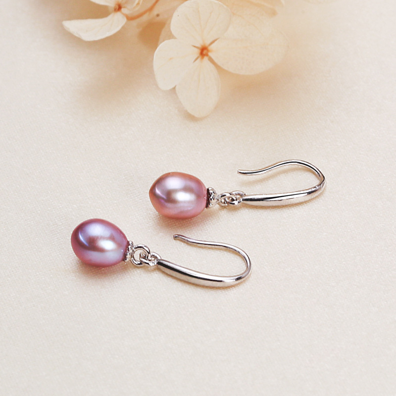 7mm pink purple pearl with platinum ear hook