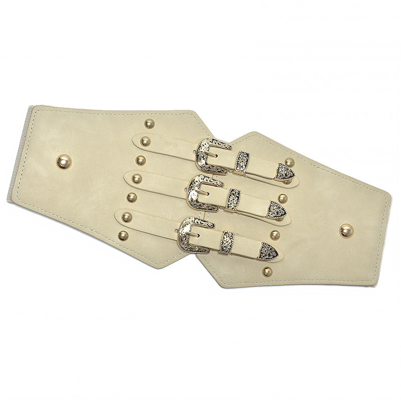 Rice white black gold buckle