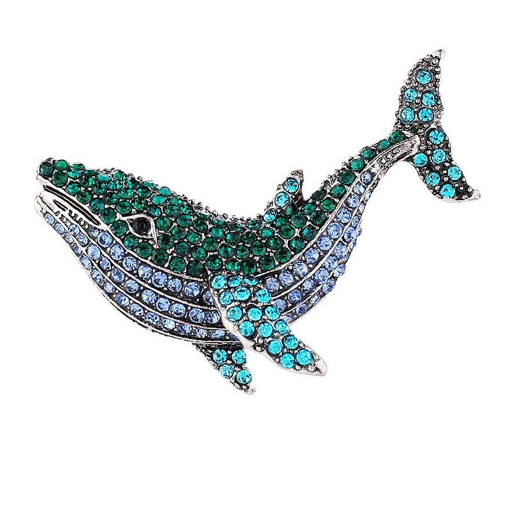 Blue-green whale brooch