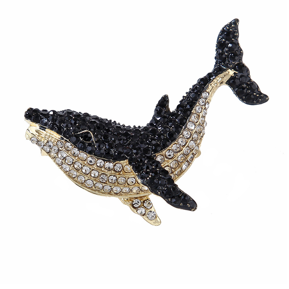 2:Black and white whale brooch