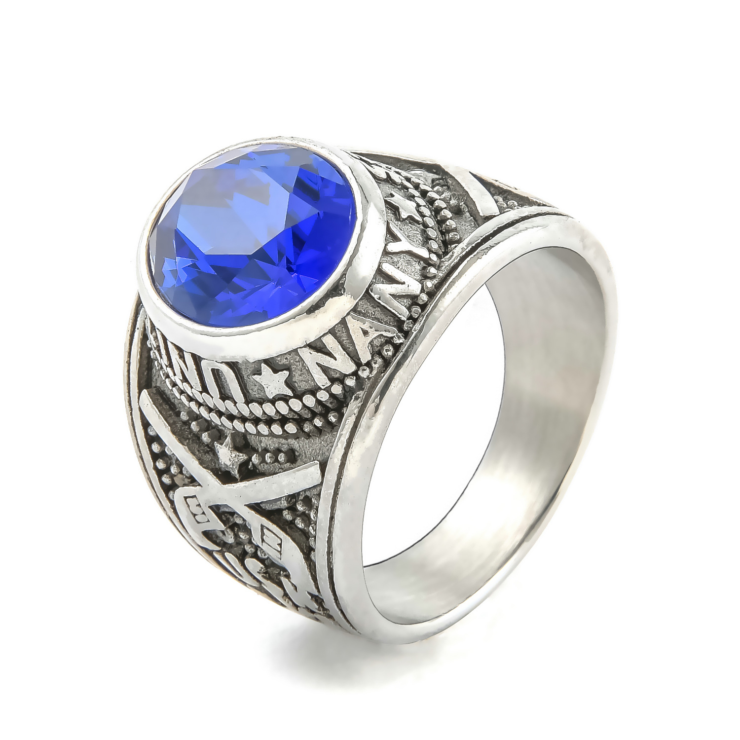 steel color with deep blue rhinestone 7#