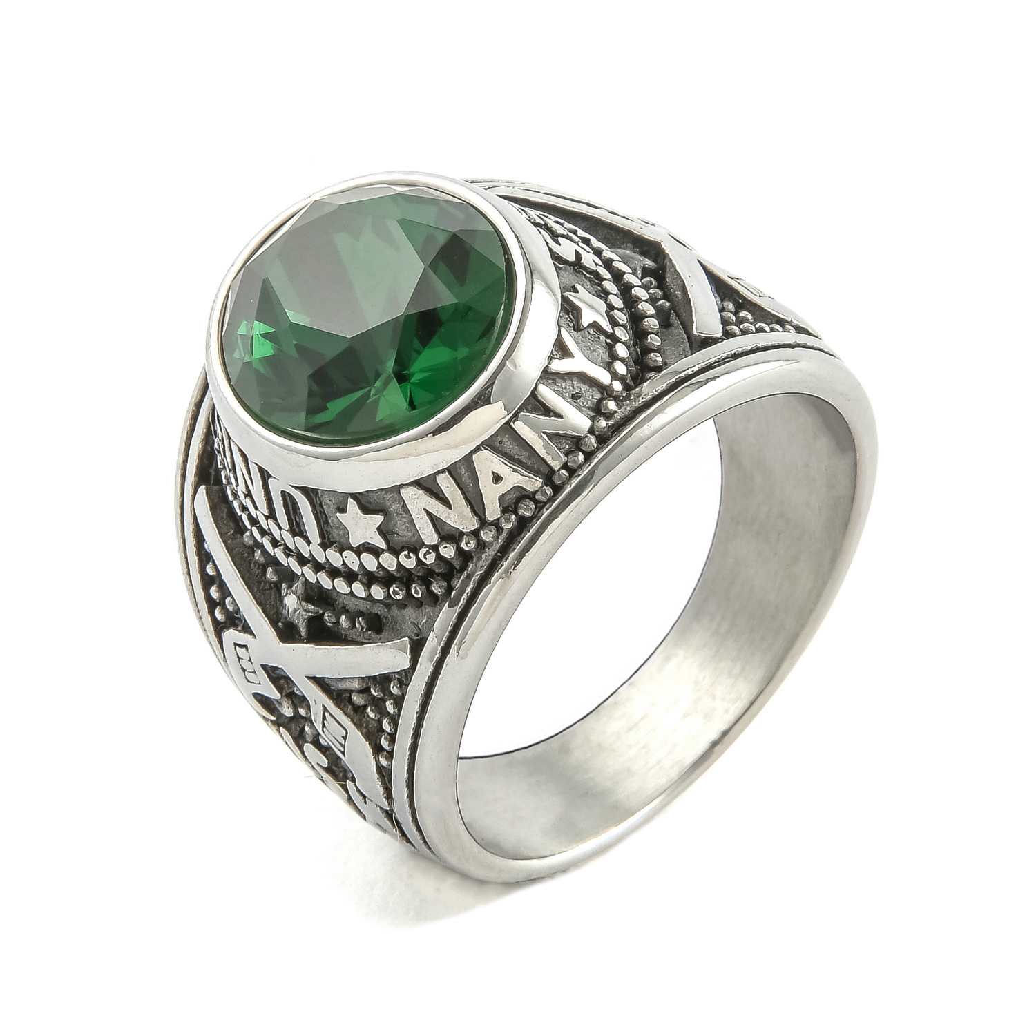 steel color with green rhinestone