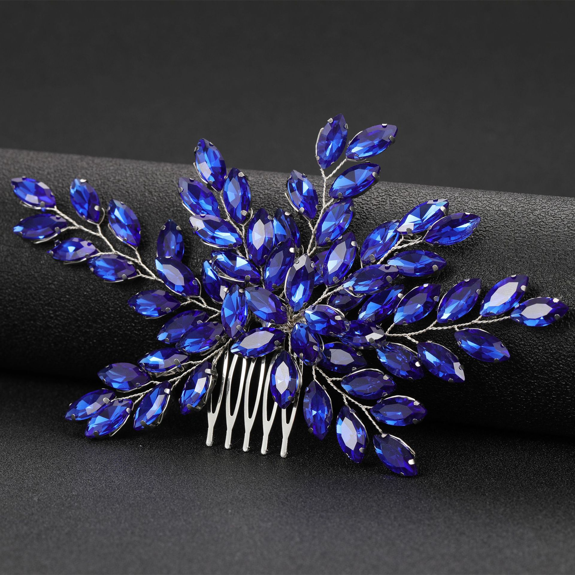 Royal blue diamond silver thread