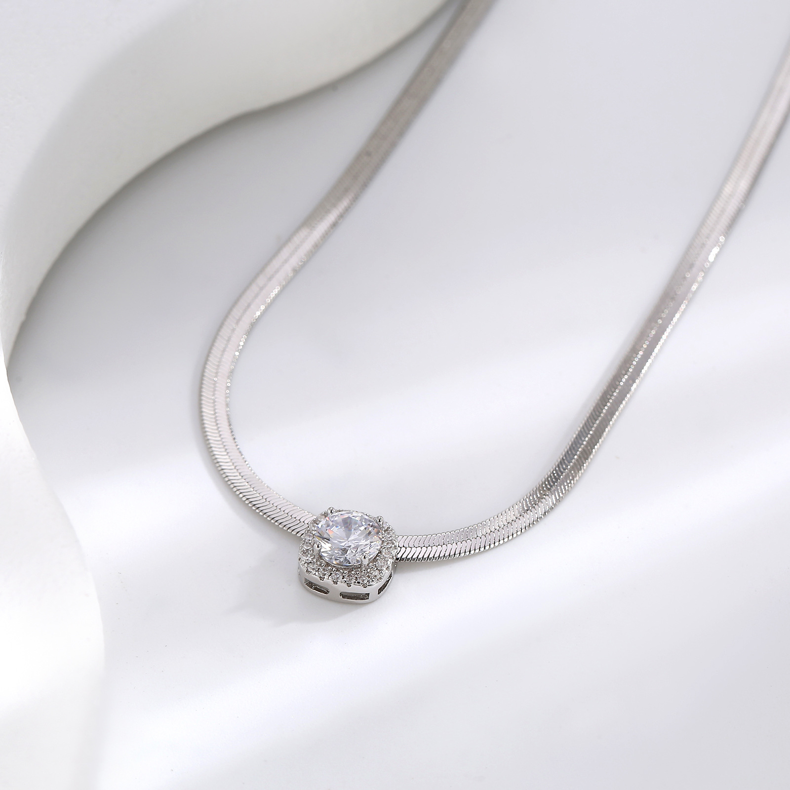 White diamond silver chain