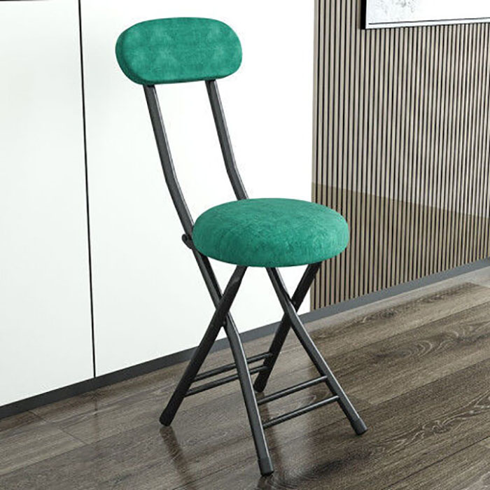 Velvet green folding chair ( black )