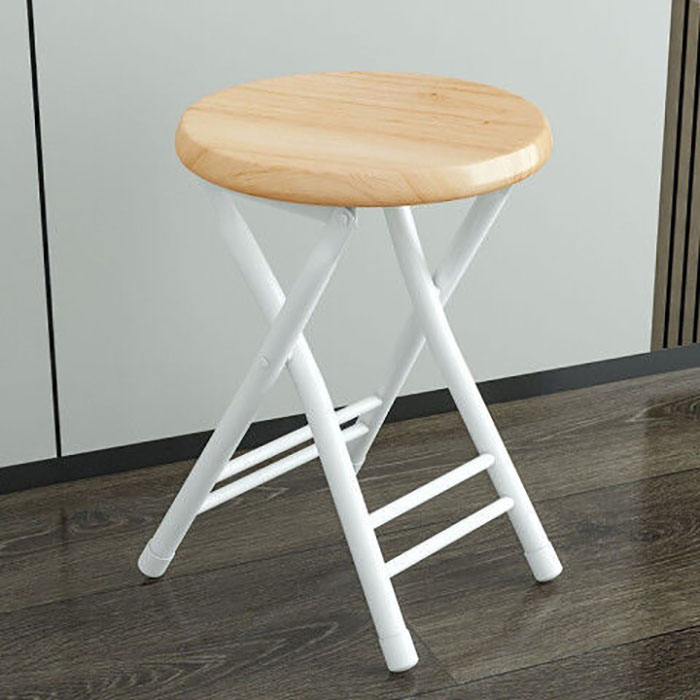 Solid wood oak folding stool ( white frame )