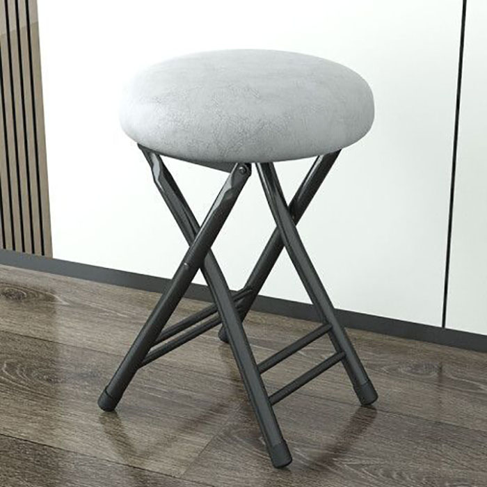 Leather ash sponge folding stool ( black frame )