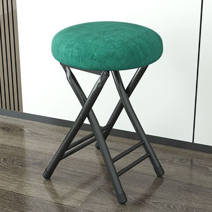 Velvet black green folding stool ( black frame )