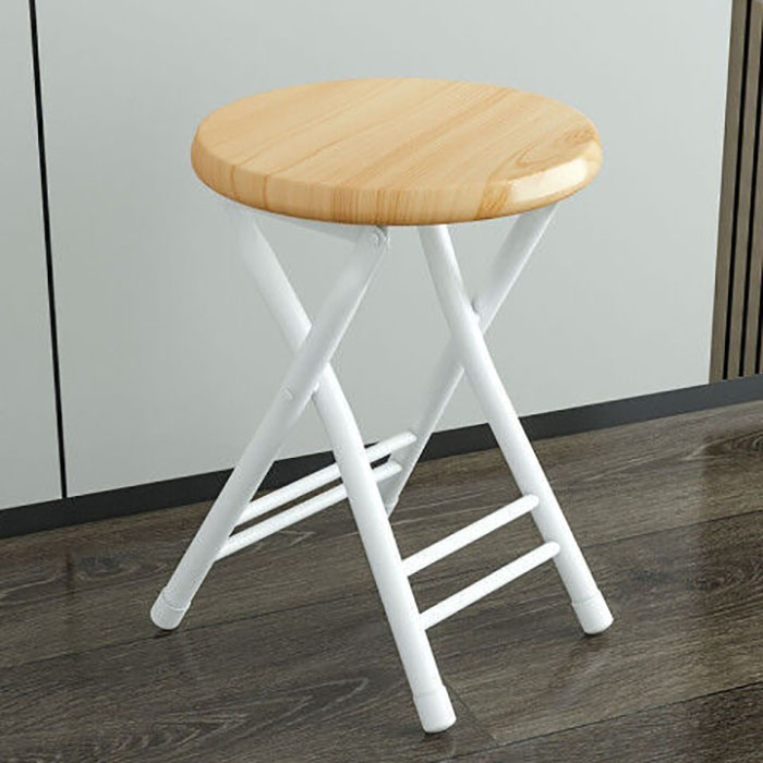 Yellow wood folding stool ( white frame )
