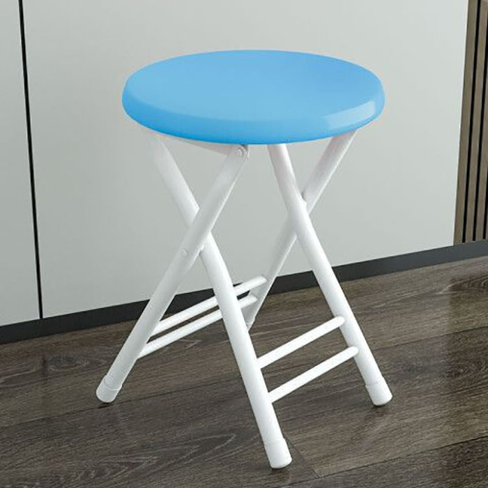 Plastic sky blue folding stool ( white frame )