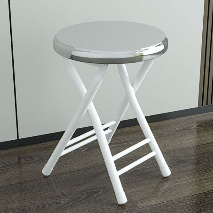 Stainless steel folding stool ( white frame )