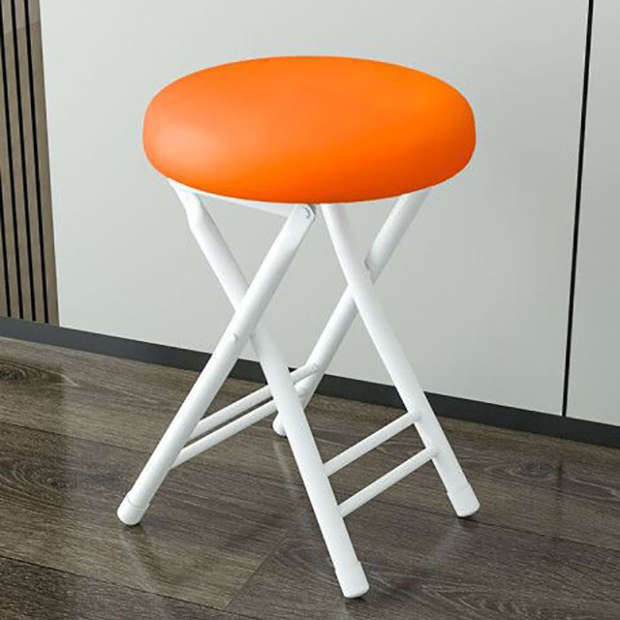 Orange sponge folding stool ( white frame )
