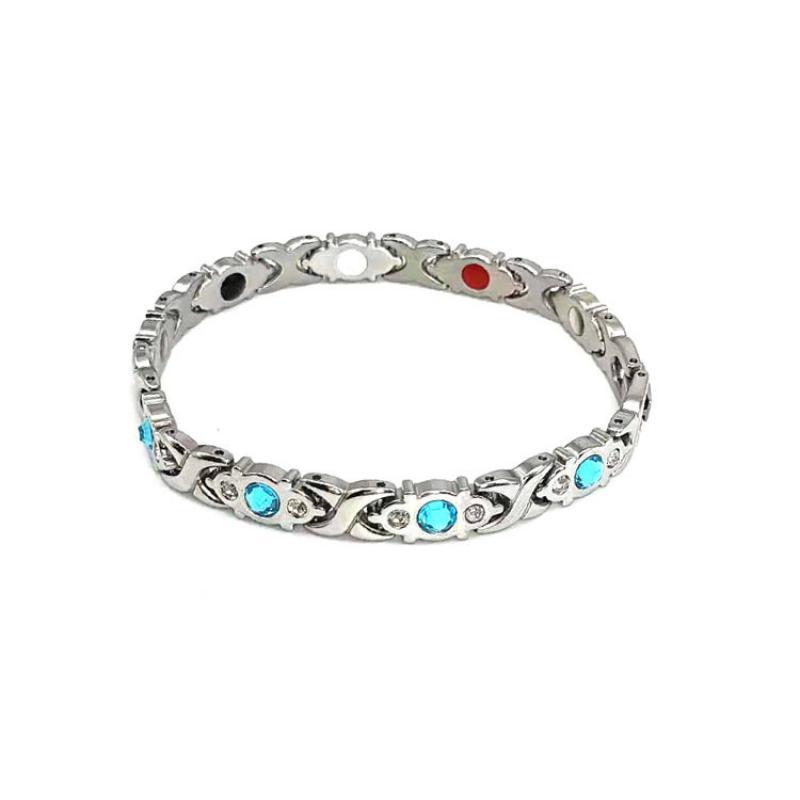 6 real platinum plated with blue rhinestone