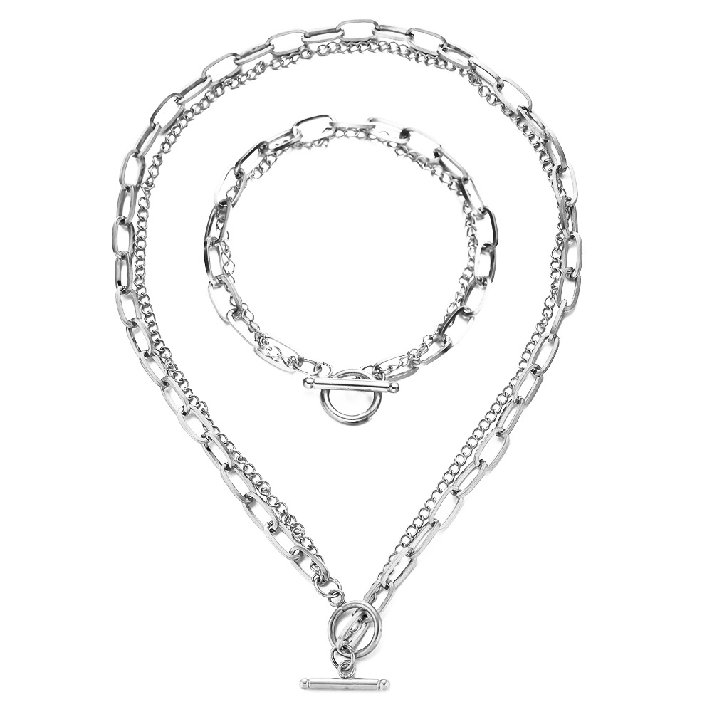 1:Necklace 45cm bracelet 18cm silver