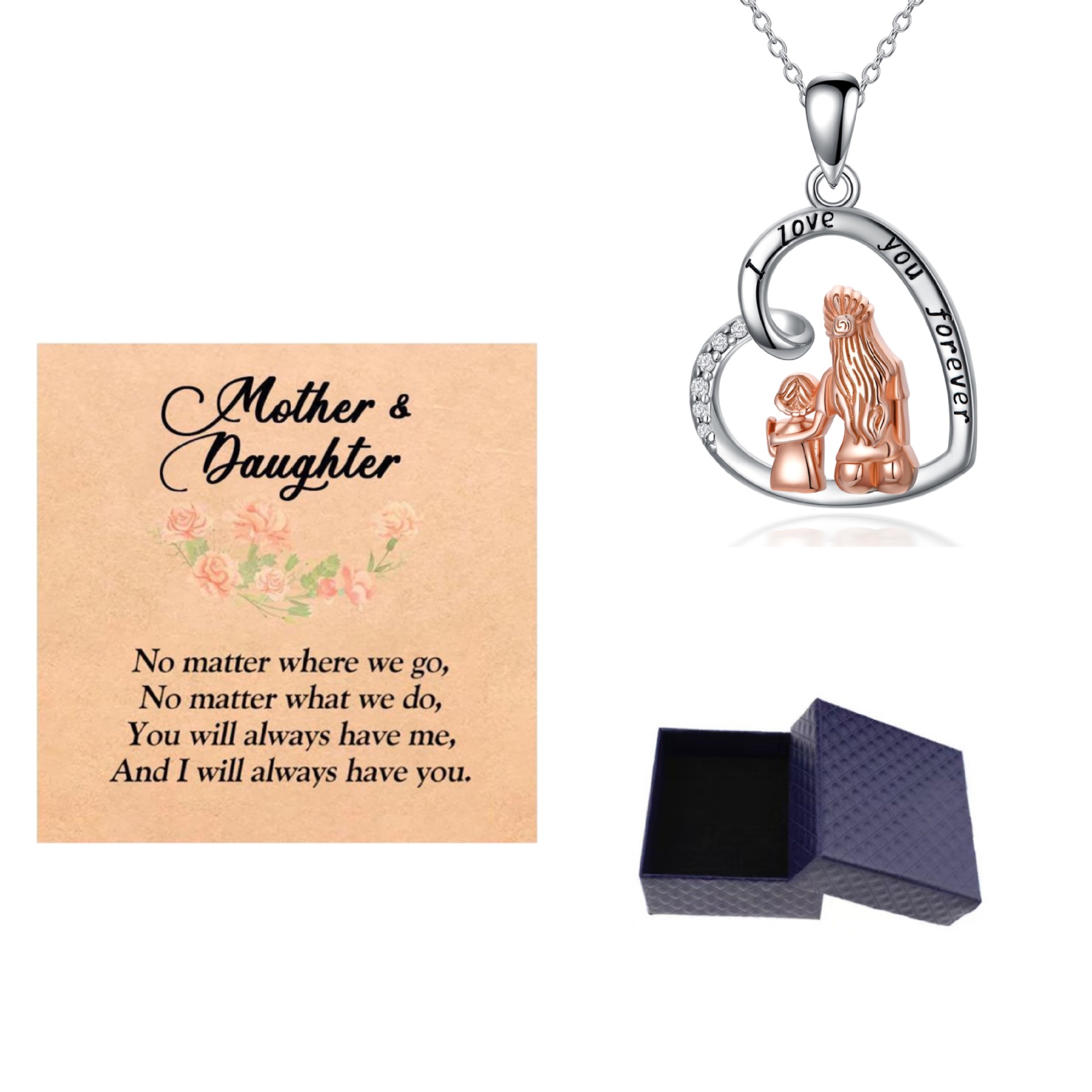 Necklace + mother-daughter card + box
