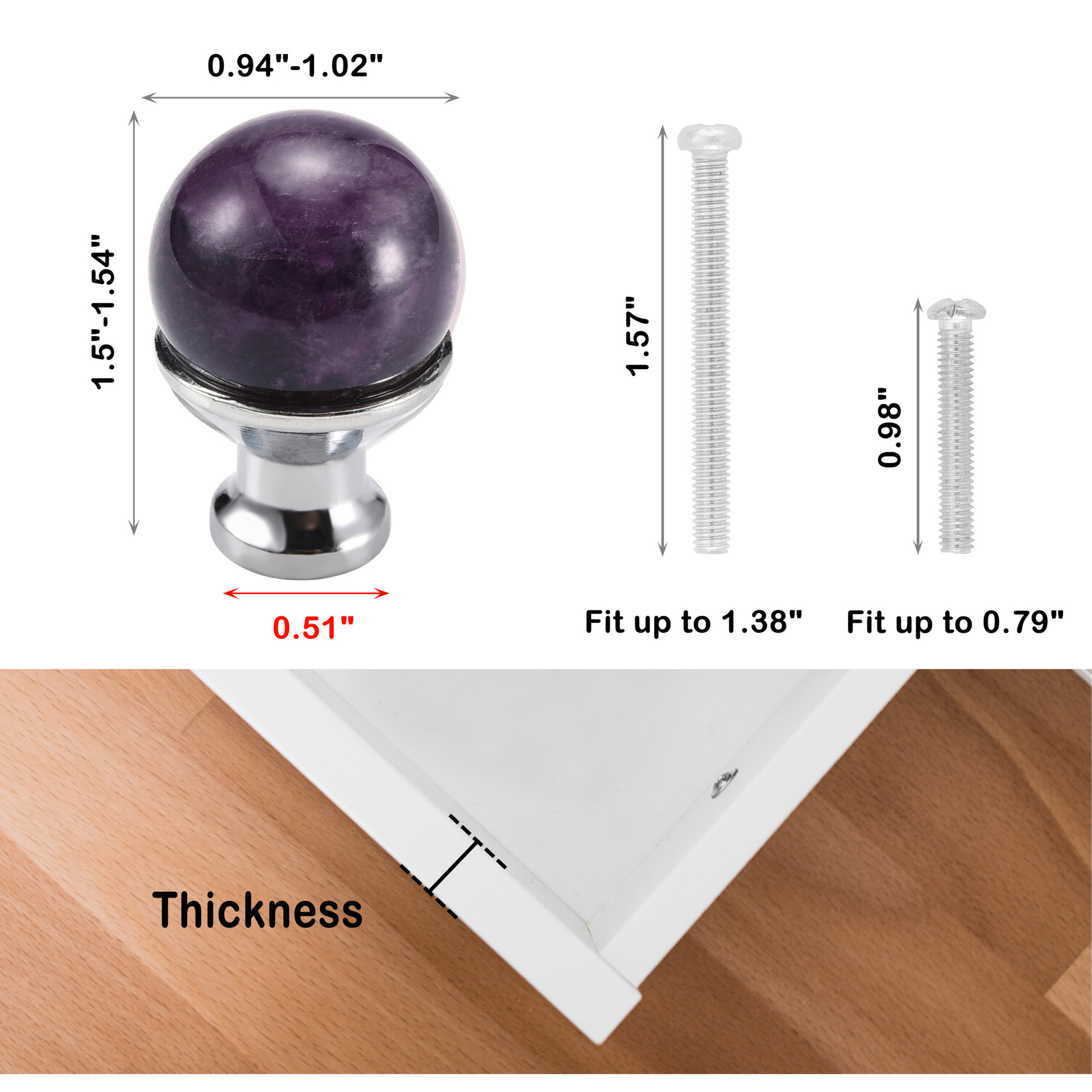 Amethyst sphere sizes range from 21-24mm