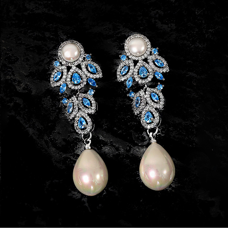 3:Blue Diamond Pearl Earrings H5983001