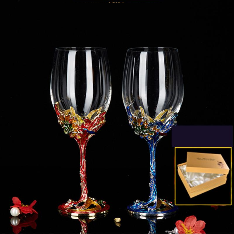 [Gift Box] Red and Blue Iris Wine Glasses 1 pair