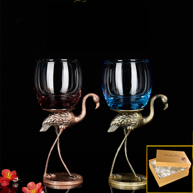 [Gift Box] Pink Blue Fairy Crane Wine Glasses 1 pair