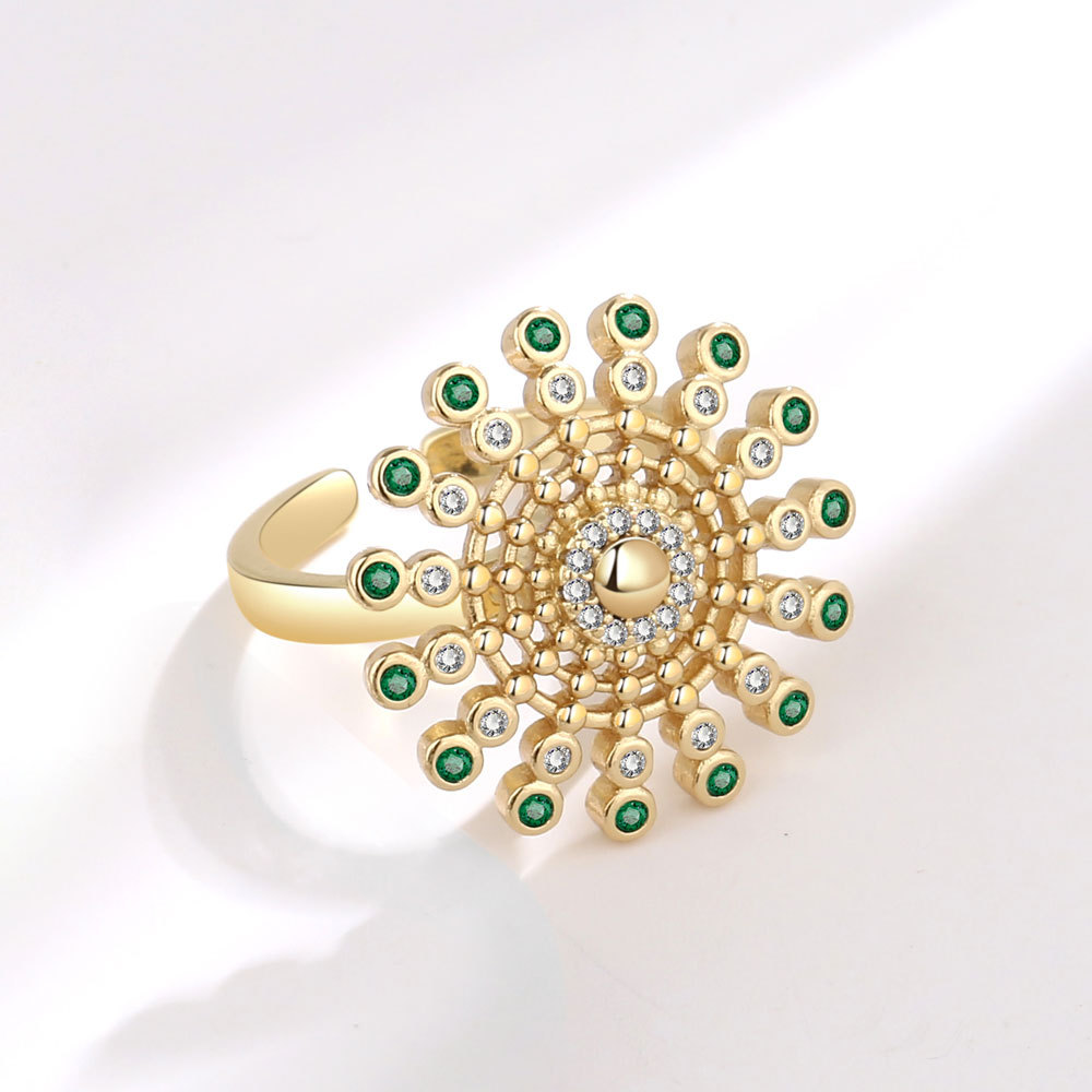  gold color plated with green rhinestone
