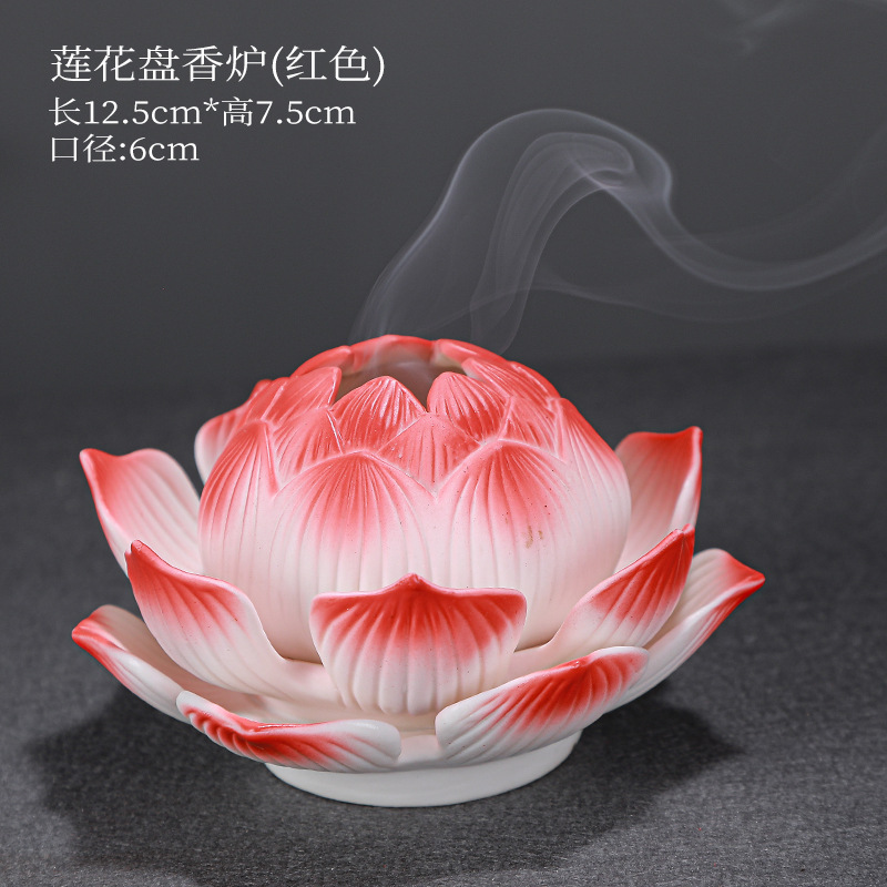 Lotus Plate Incense burner (Red) 12.5*7.5cm