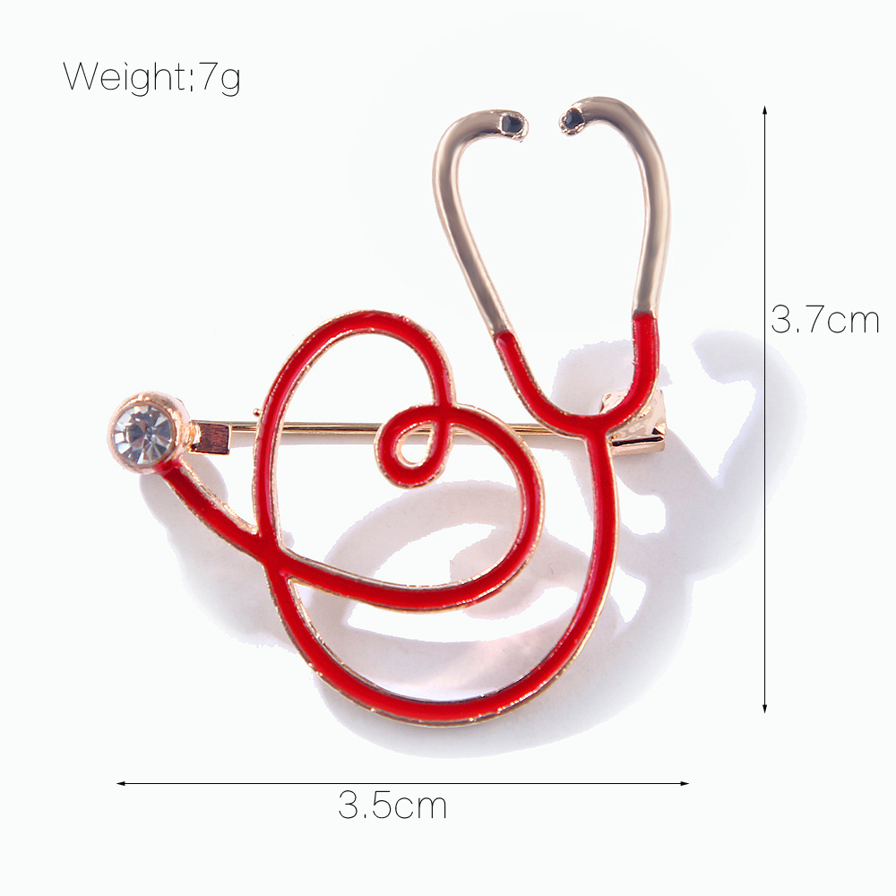 2:xz4288 Red love stethoscope brooch