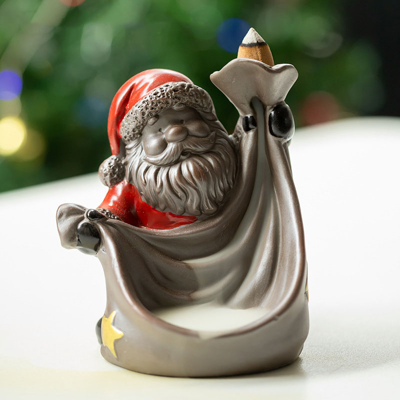 Santa Claus backward flow incense burner/purple sa