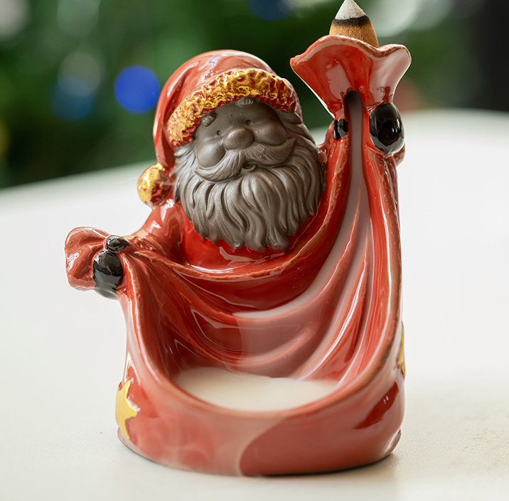 Santa Claus reverse Flow censer/Red glaze  10.5*11*12cm