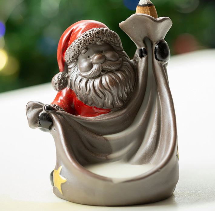 Santa Claus backward flow incense burner/purple sand  10.5*11*12cm