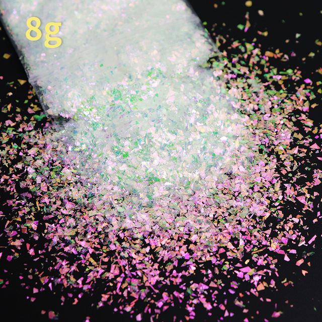 5:8G bag with irregular Shards of Green Violet Light -7