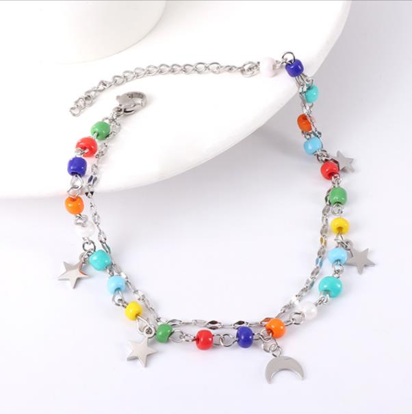 1:Mixed color beads   star moon steel color