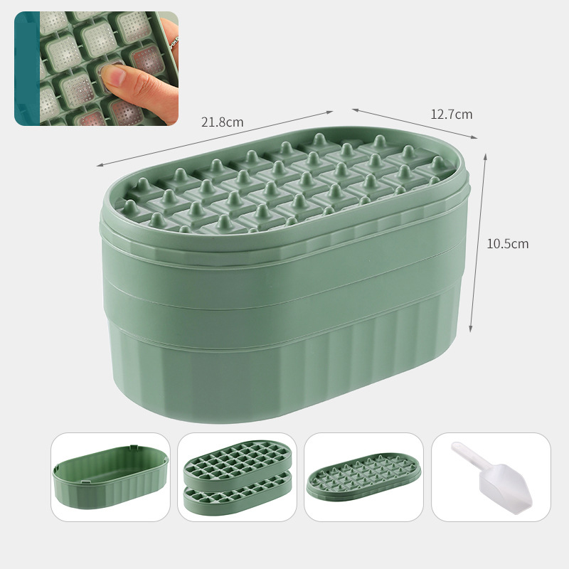 [Single Cover model] Green 2-layer set 72 grids ice shovel delivery