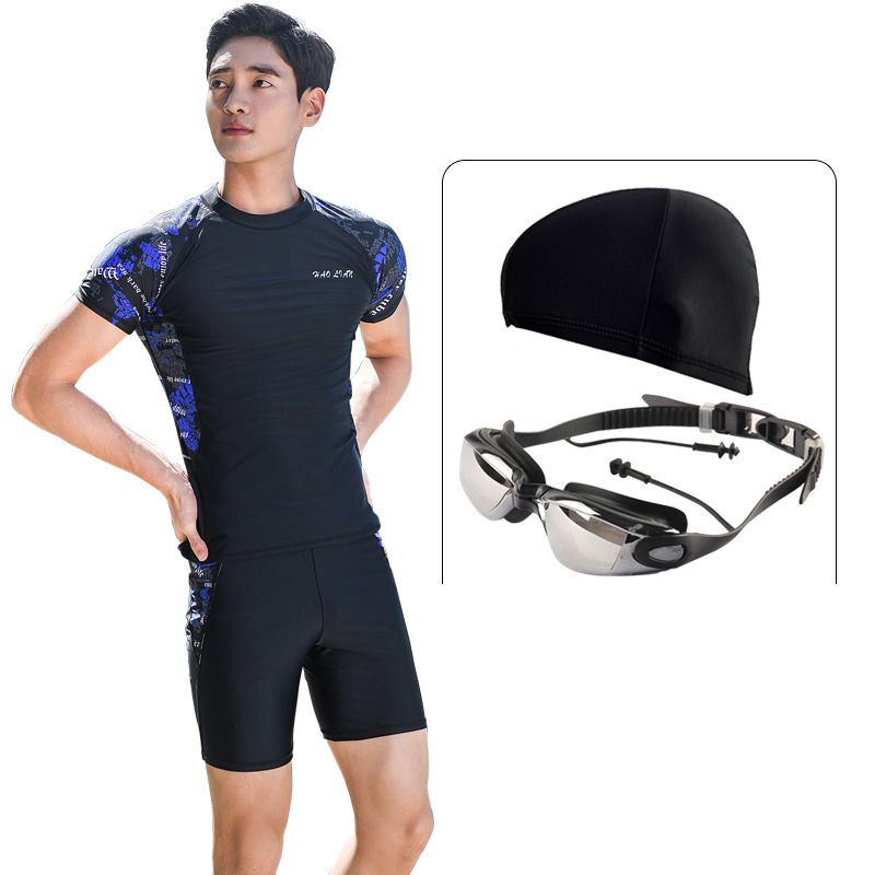 9577 Short-sleeved top   five-point pants (black)   goggles   swim cap