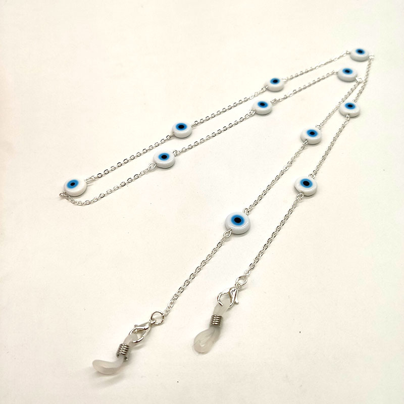 Silver chain with white beads