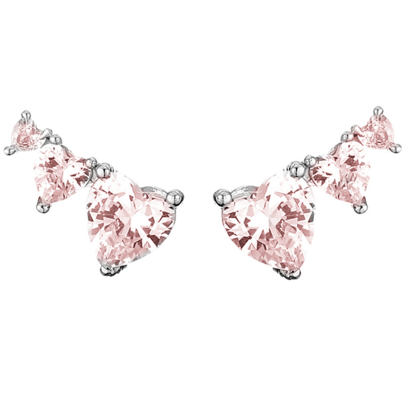8:Platinum Pink Drill Earrings 1 pair