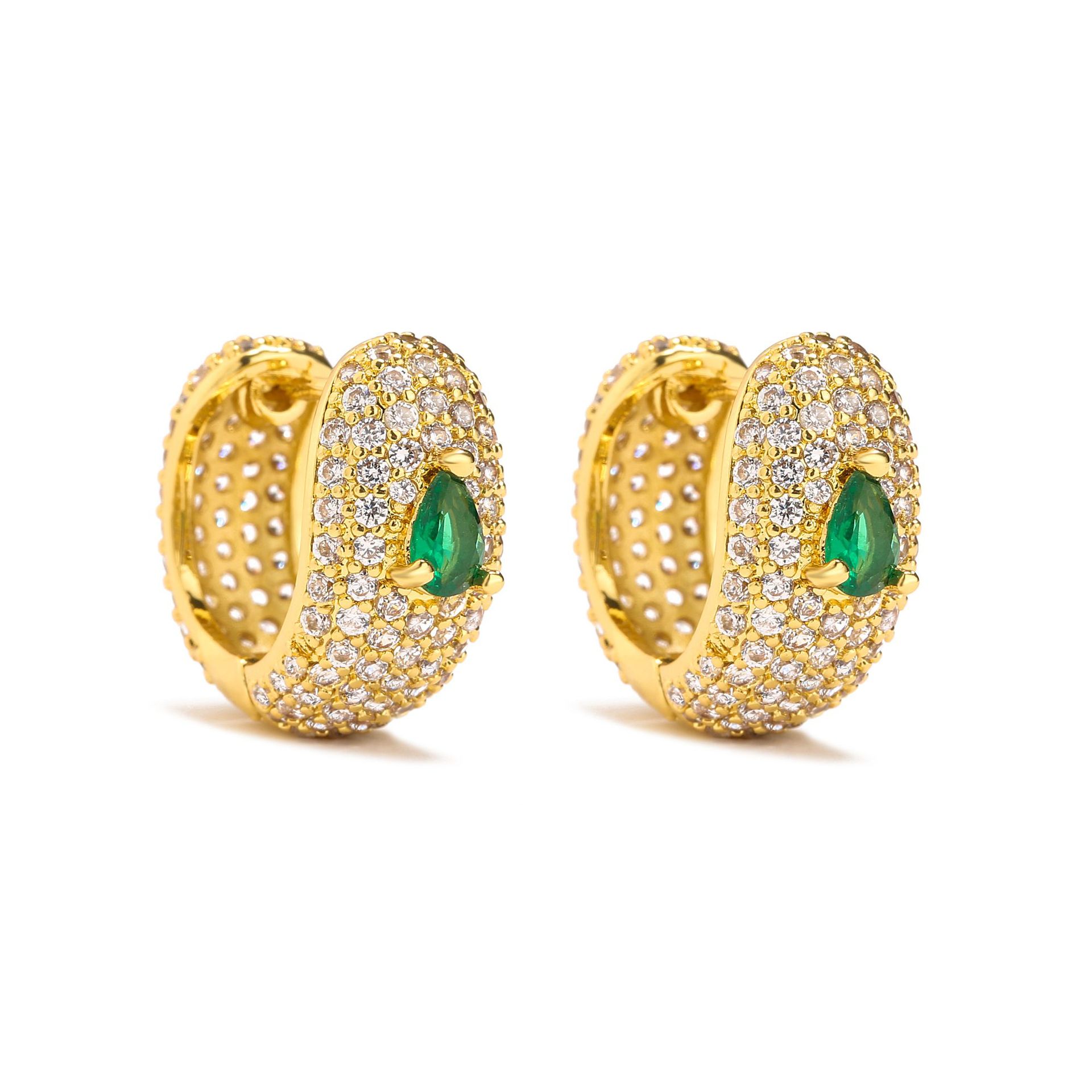 6:Gold Green Drop Earrings 1 pair