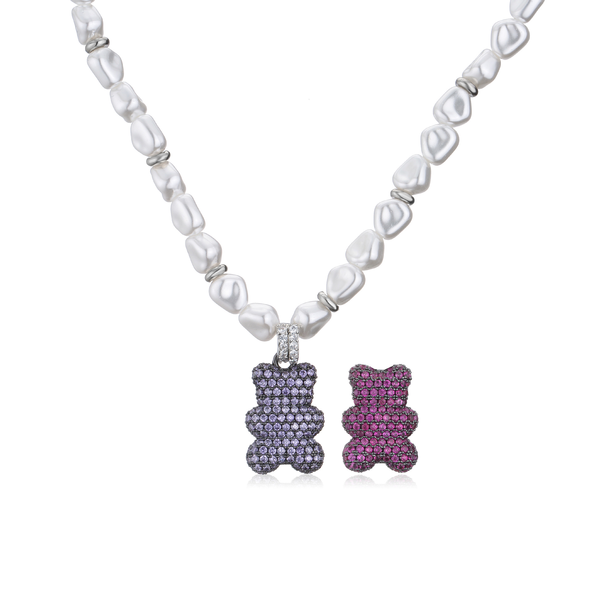 6:Mauve Bear Pearl necklace