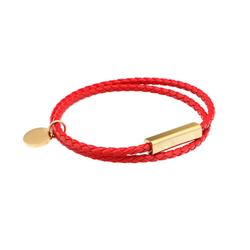 Double red rope gold buckle