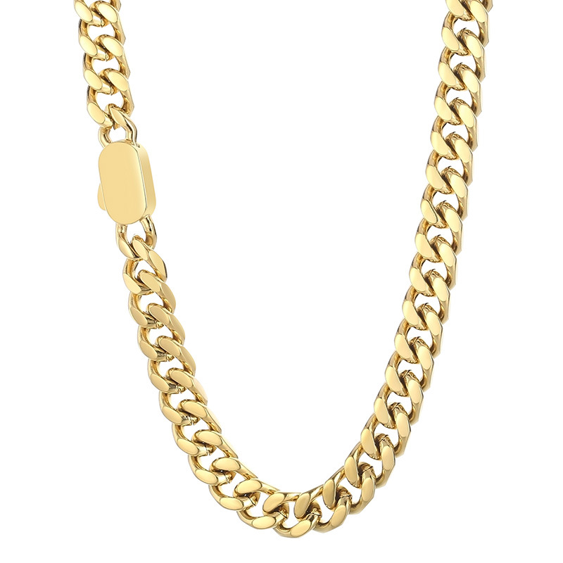 A Steel Gold Necklace 8mm76cm