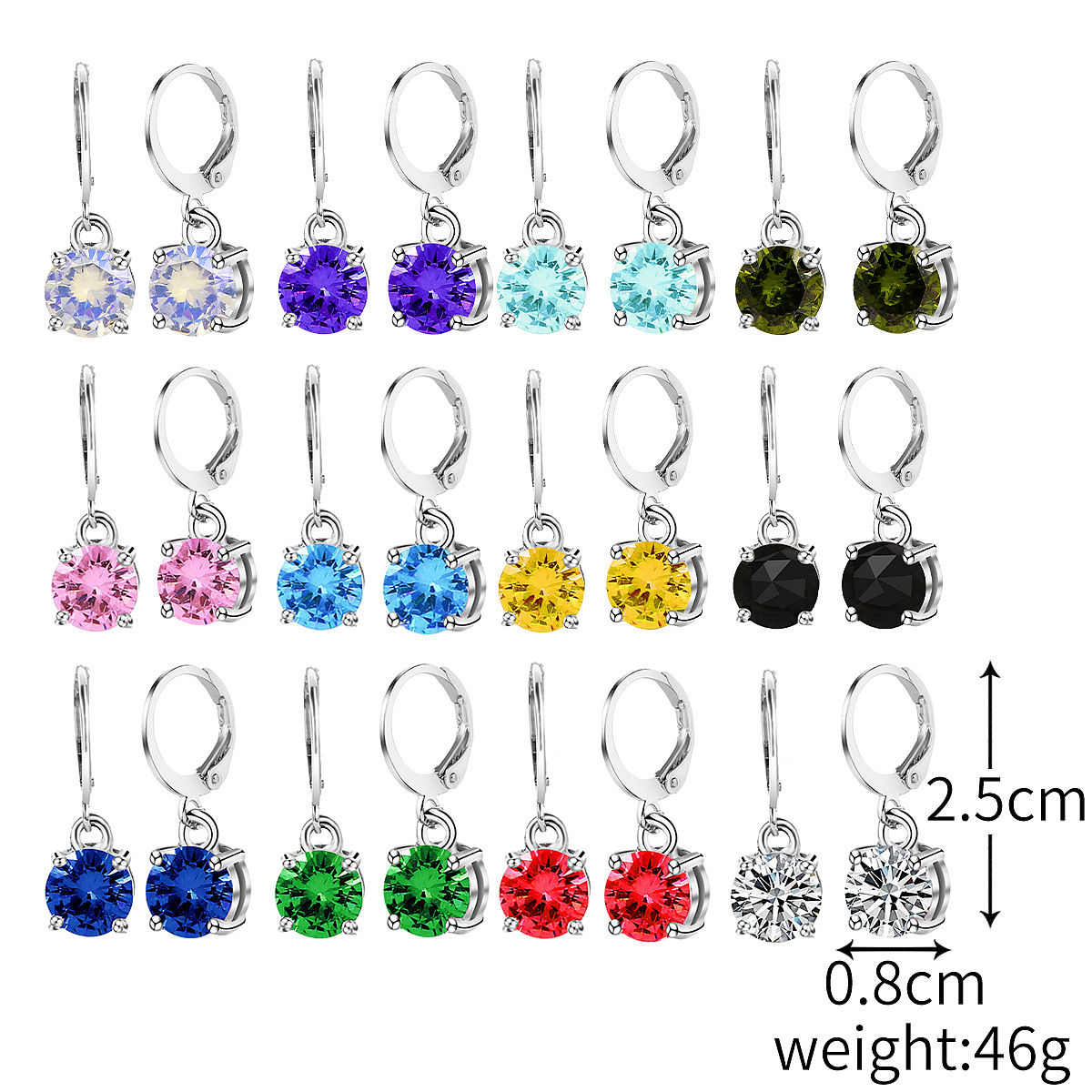 E2111-1 zirconium colored earrings 12-piece set