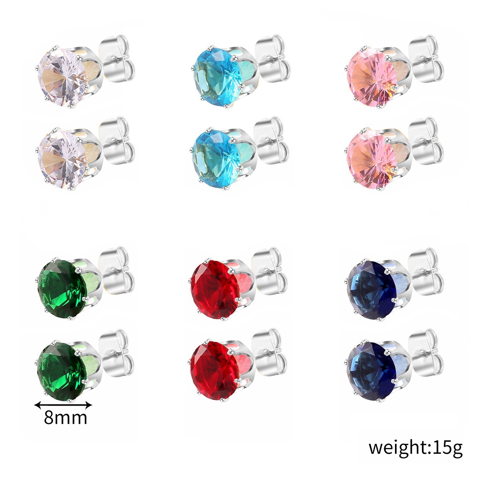 4:E2108-13 Color zirconium silver earrings
