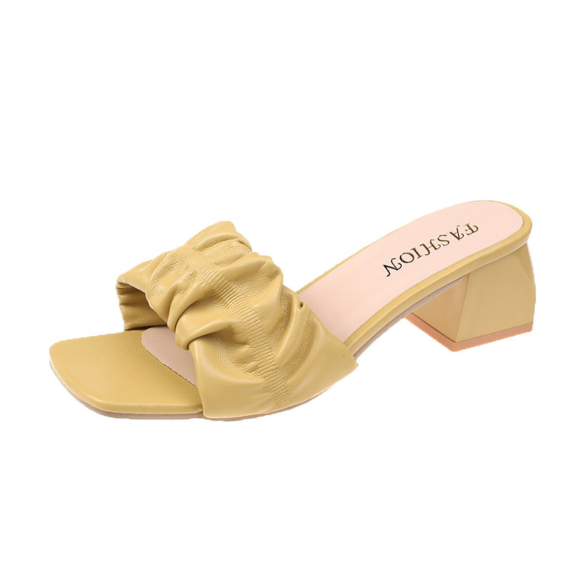 Yellow coarse heel 5cm