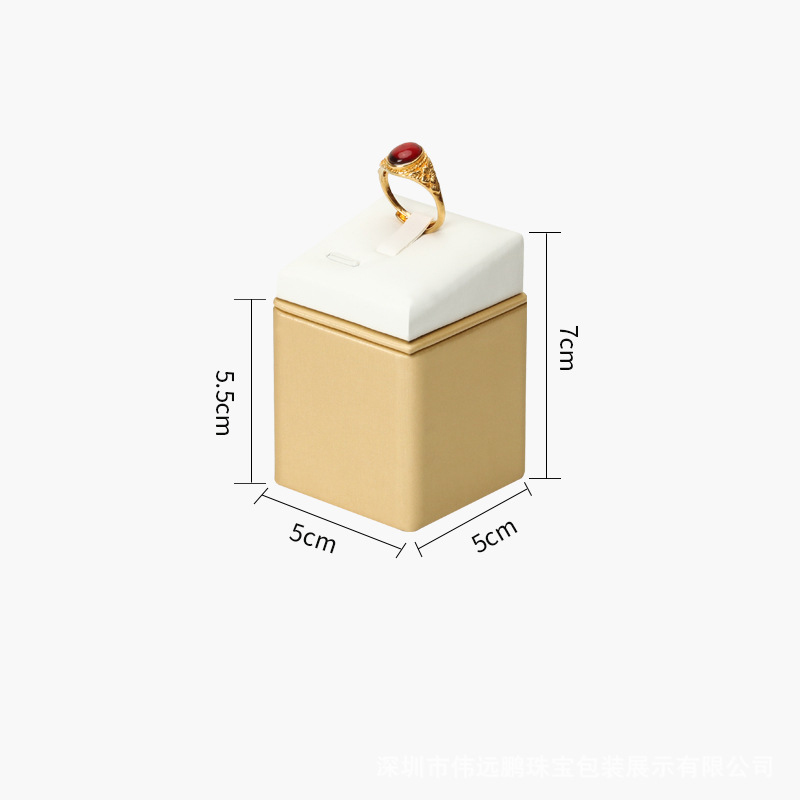 92- Gold with White brushed Rounded Ring Display Holder 5.5x5.5x5.5cm