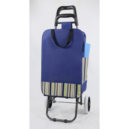 Can Backpack   Zipper bag   Navy blue stripe   stainless steel three wheel