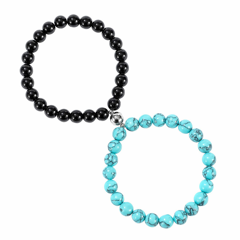 Turquoise with black glass beads