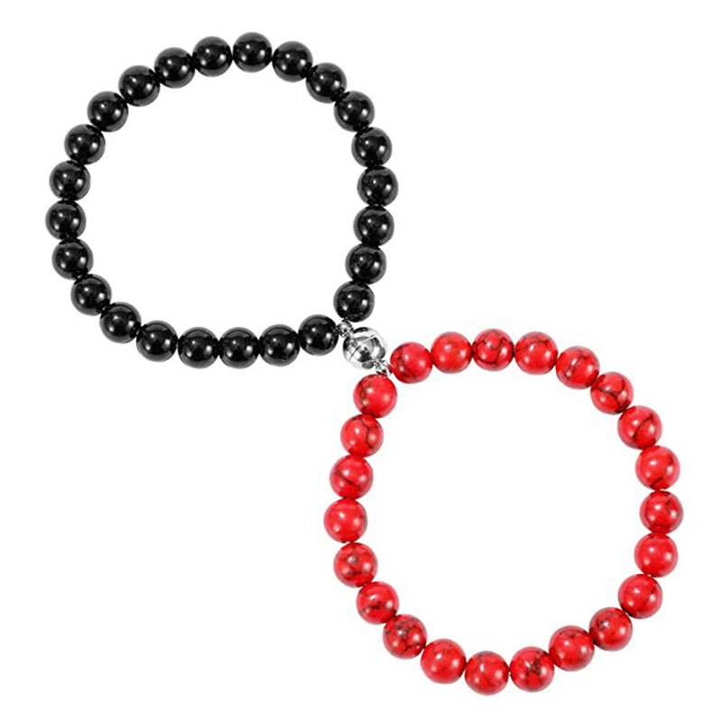 Red turquoise with black glass beads